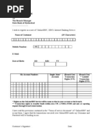 Gistration Form To The Branch Manager State Bank of Hyderabad .