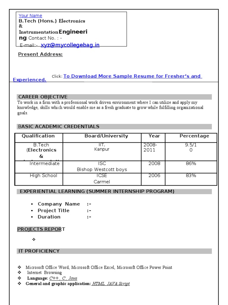 resume-format-download-for-freshers