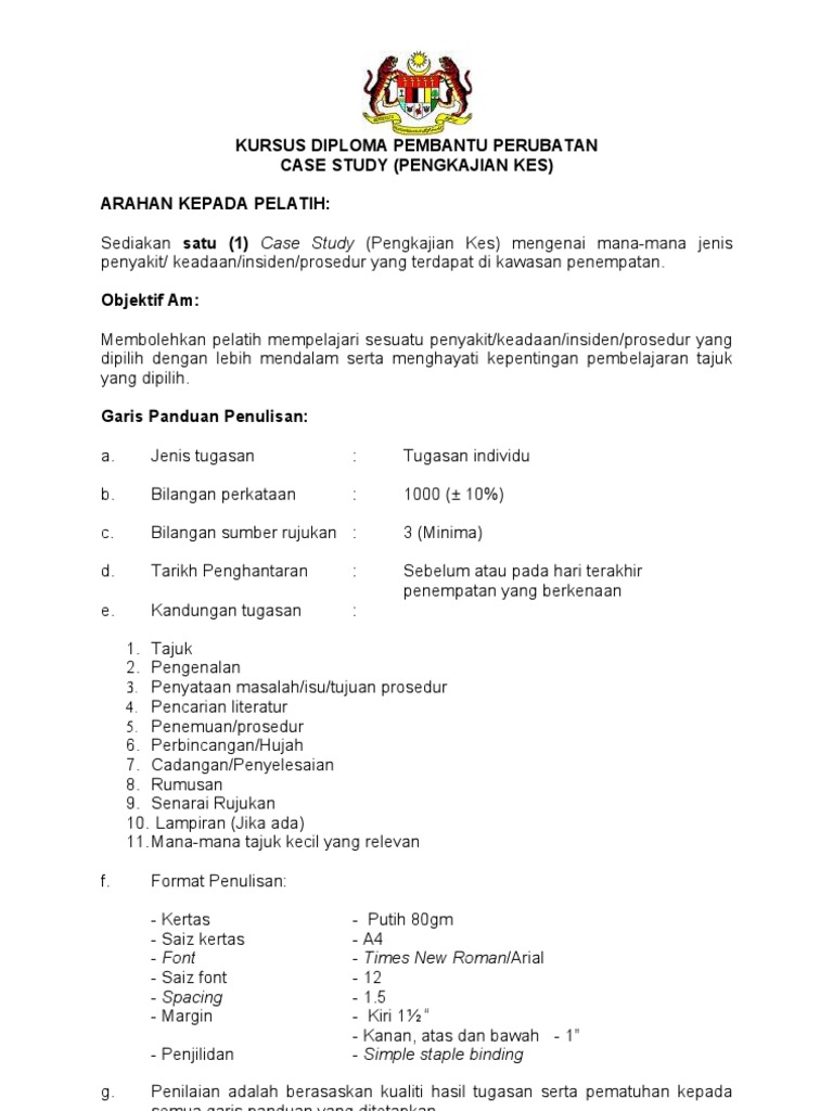 contoh case study format