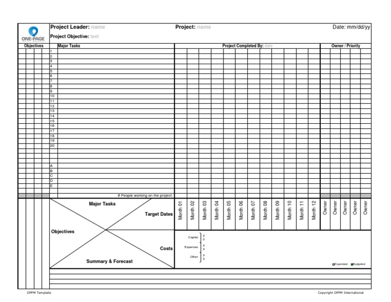 One Page Project Management Template | PDF