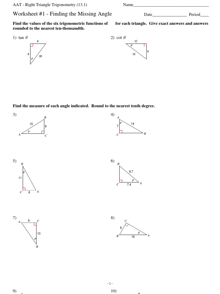 Section 13 - 1 - Right Triangle Trigonometry - Finding The Missing