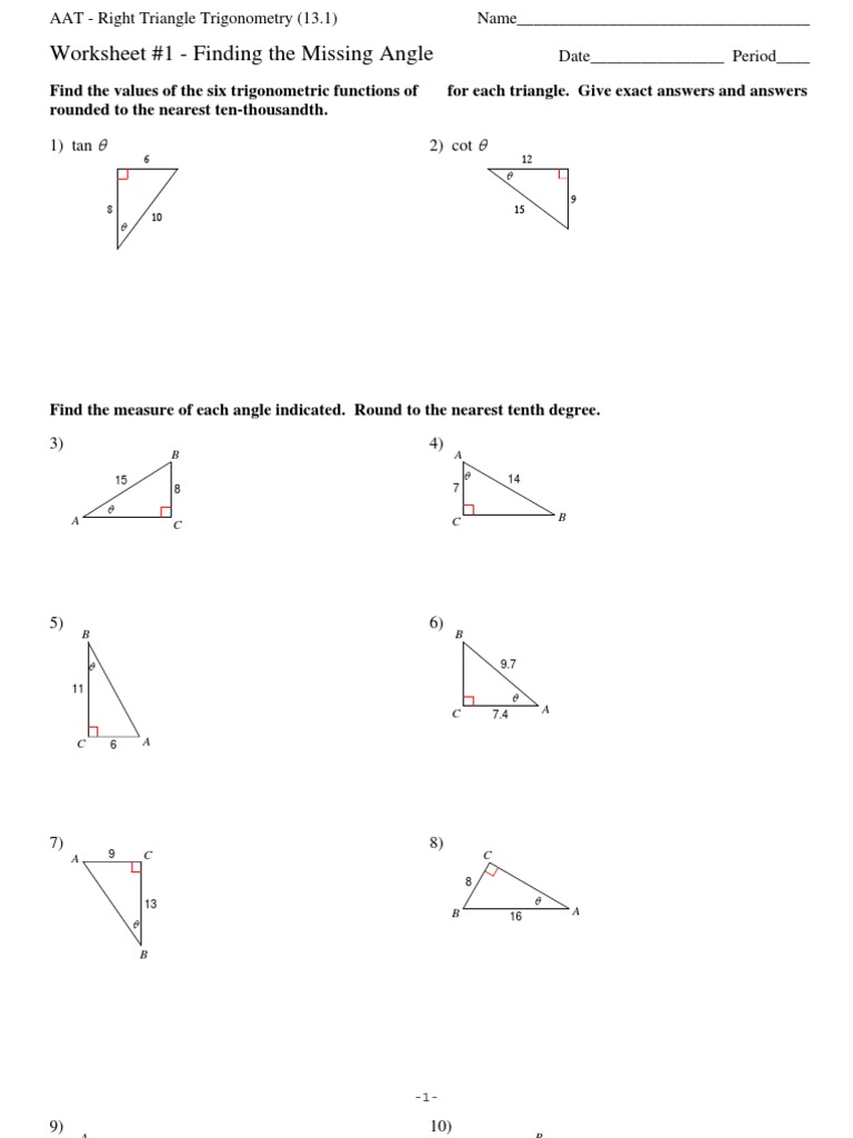 Section 22 - 22 - Right Triangle Trigonometry - Finding The Missing Regarding Right Triangle Trigonometry Worksheet