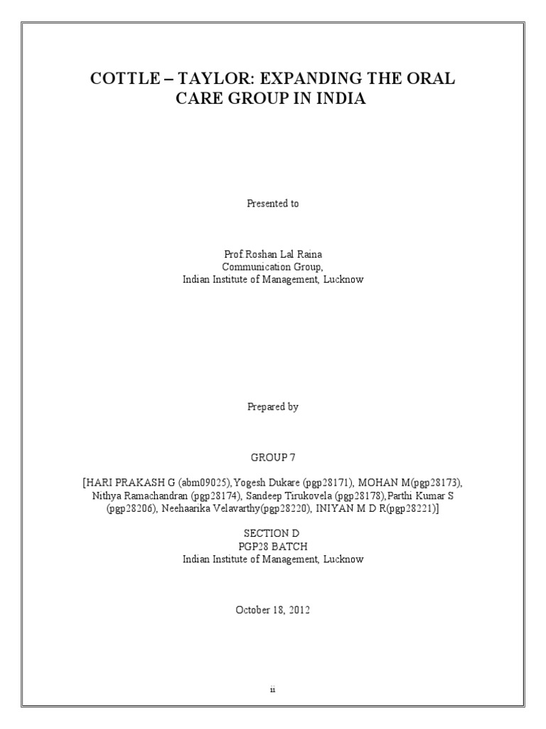 Cottle-taylor expanding the oral care group in india image