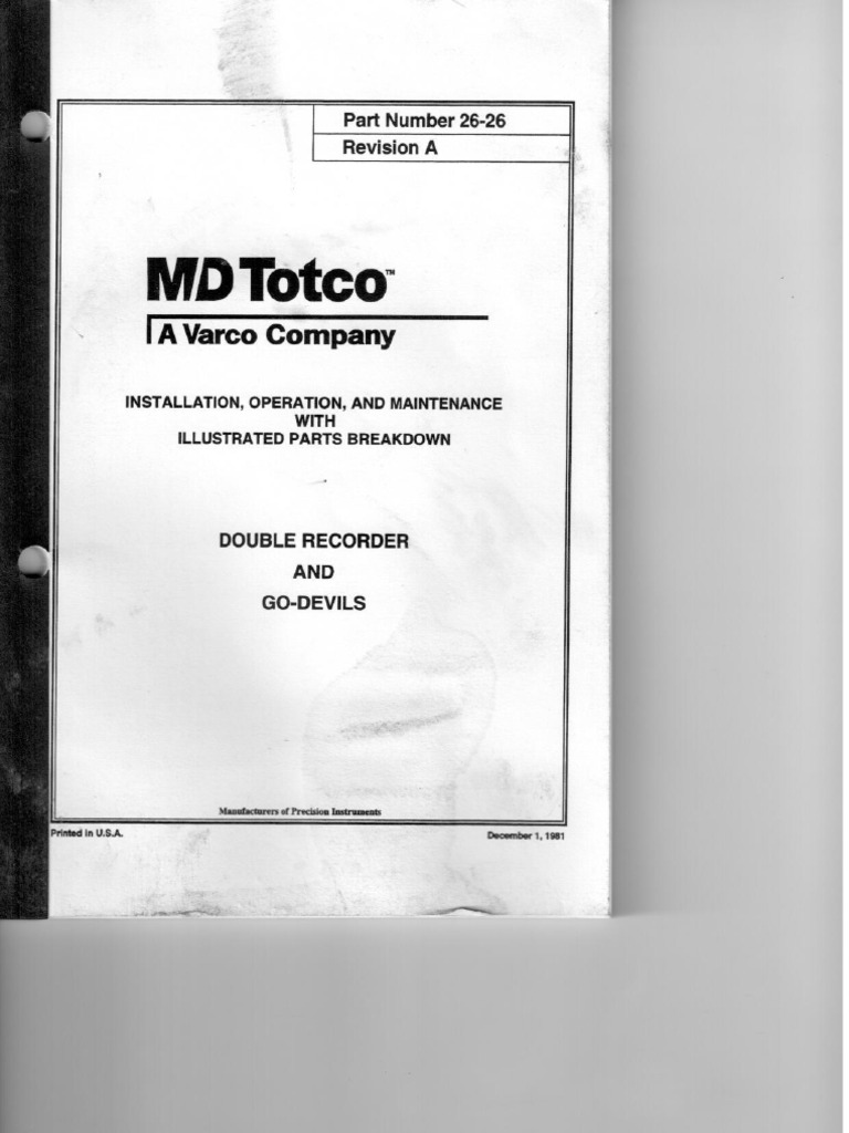 Manual TOTCO GO DEVIL - Instalación, Operación y Mantenimiento | PDF