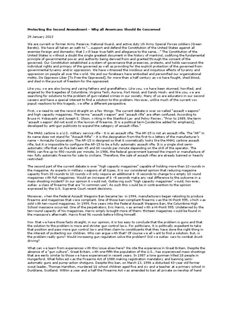 Second Amendment Concerns Explained | PDF | Second Amendment To The ...