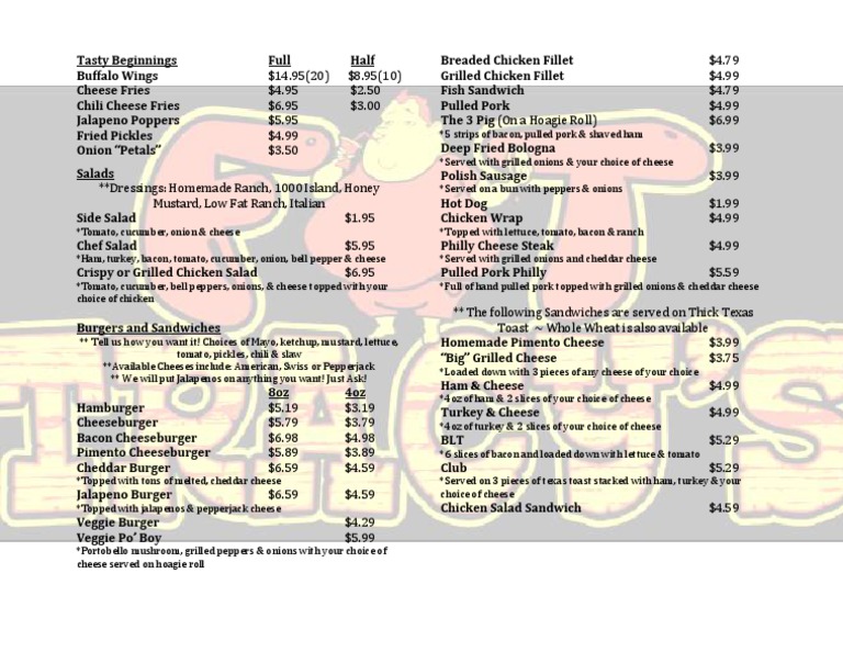 Fat Tracy's Menu | PDF