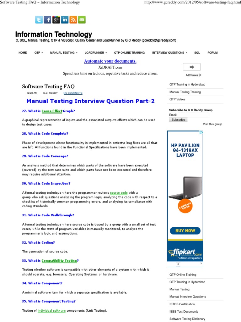 Manual Testing Interview Questions ~ 2 | Software Testing | Source Code