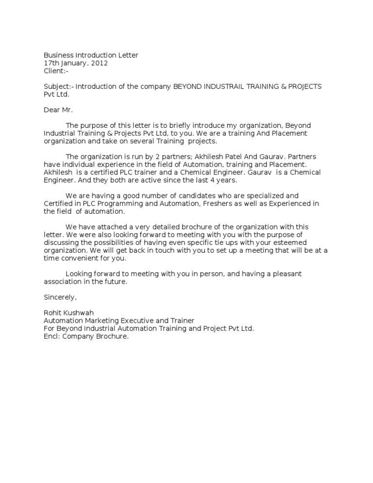 Introduction Letter | PDF