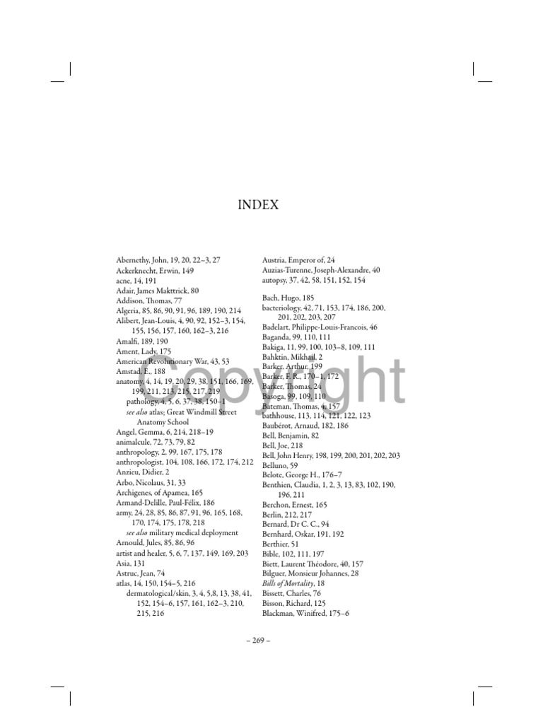Index From A Medical History of Skin | PDF | Health Sciences | Medicine