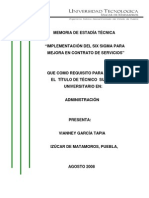 Implementación Del Six Sigma para Mejora en Contrato de Serv