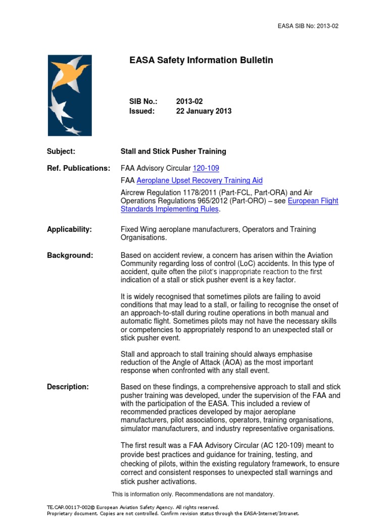 Easa Safety Information Bulletin 2013 02 Stall Fluid - 
