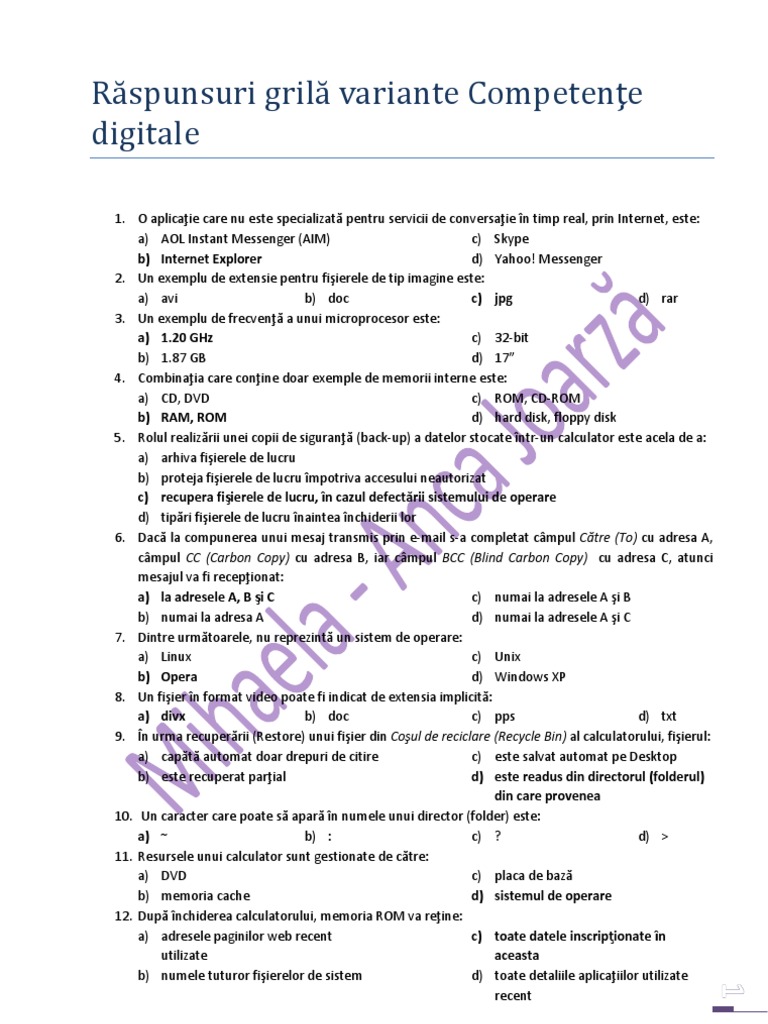 Teste Grila Registrator Medical Cu Raspunsuri Raspunsuri Grila Variante Bac