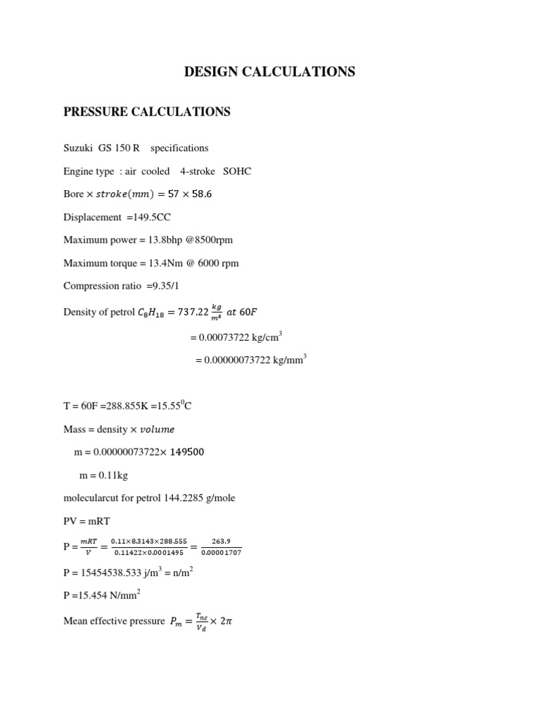 DESIGN CALCULATIONS OF PISTON Piston Cylinder (Engine)