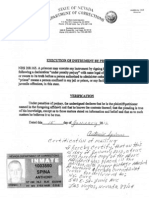 78. Letter, documents and Affidavit of Antonio Spina, imprisoned at Northern Nevada Correctional Center (NNCC)