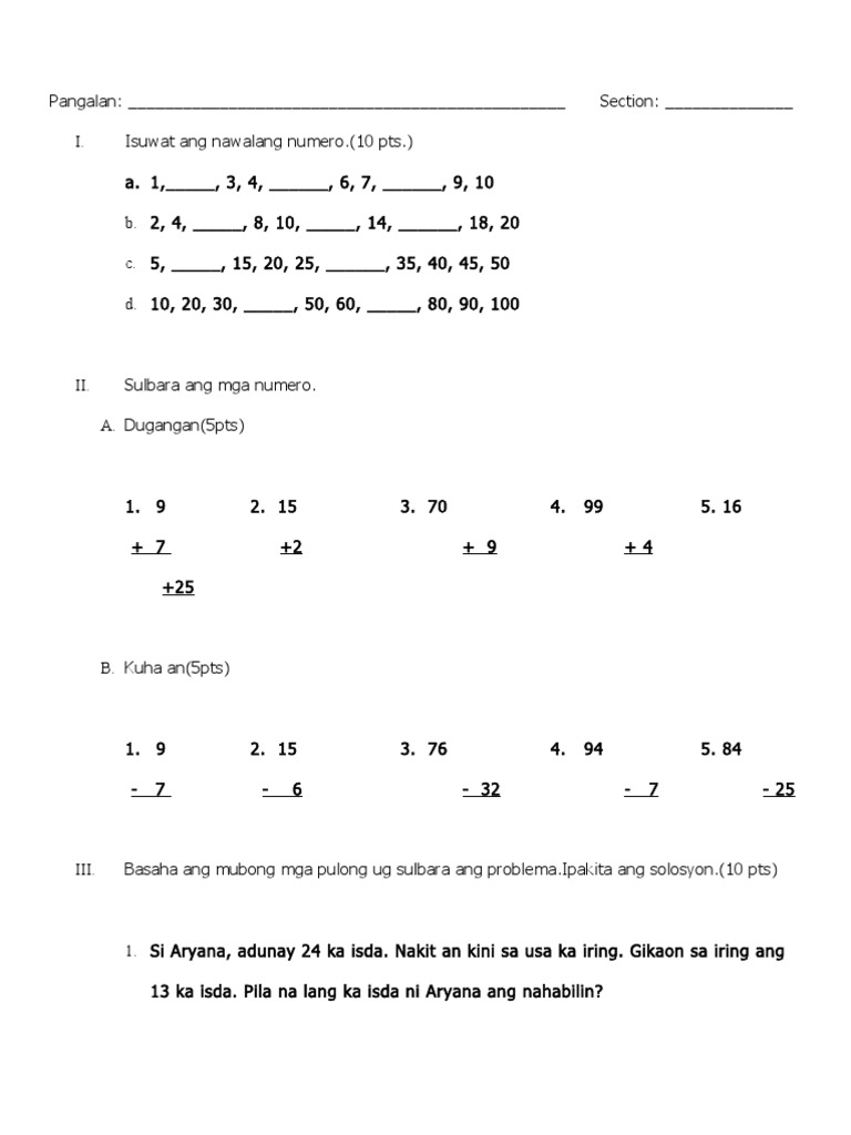 Bisaya Math | PDF