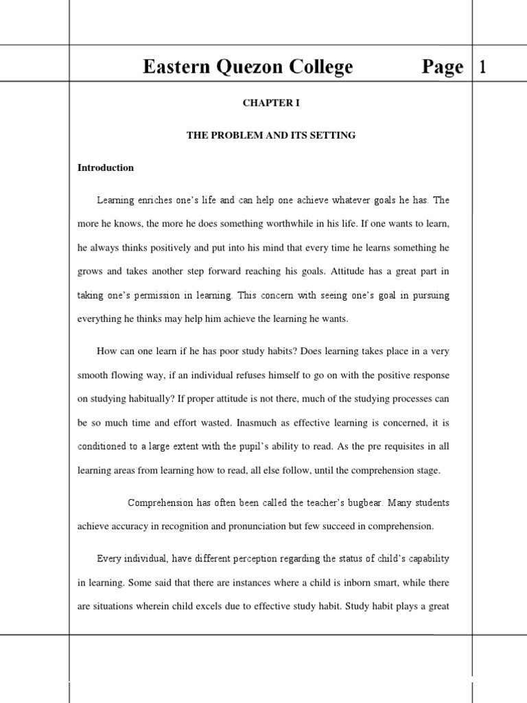 Effects of Study Habits on Comprehension | PDF | Study Skills | Reading ...