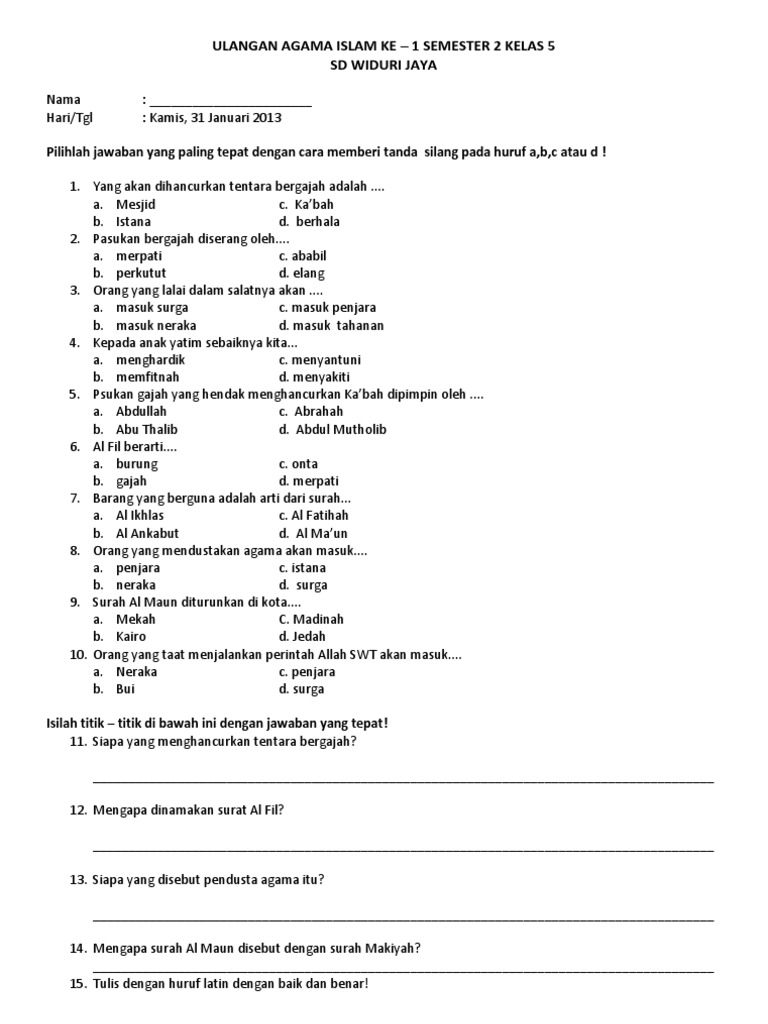 Soal Agama Katolik Smp Kls 9 Un