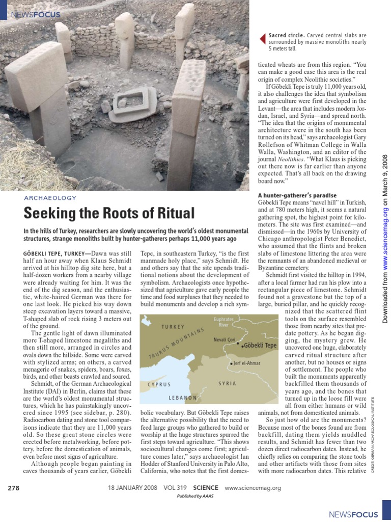 Roots of Ritual at Göbekli Tepe | PDF | Archaeology | Agriculture