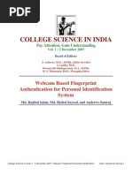 Download Webcam Based Fingerprint Authentication for Personal Identification System by Md Rajibul Islam SN12305461 doc pdf