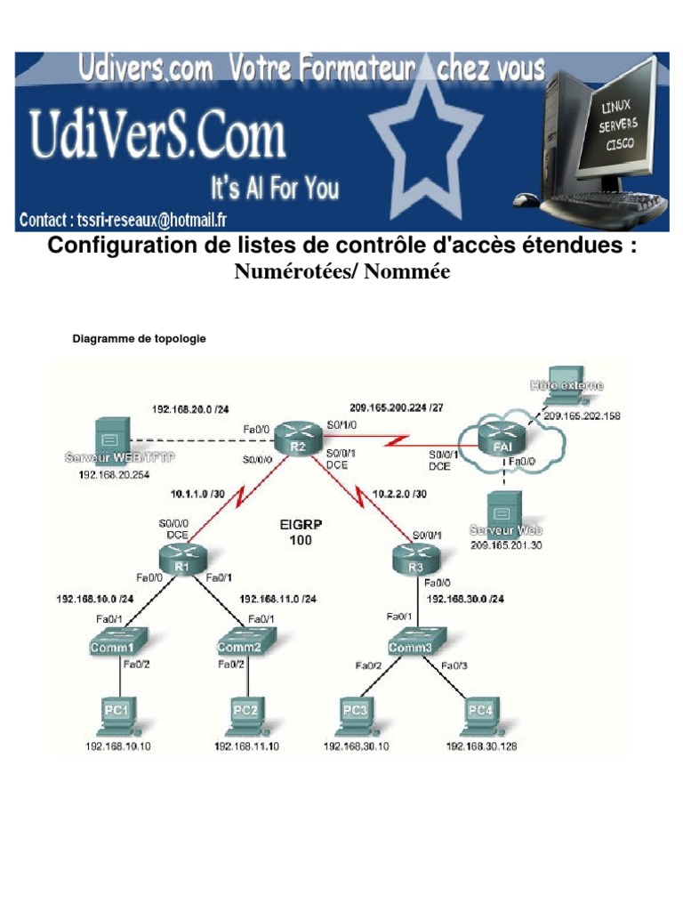 Configuration des ACL étendues sur PT | PDF | Adresse IP | Internet