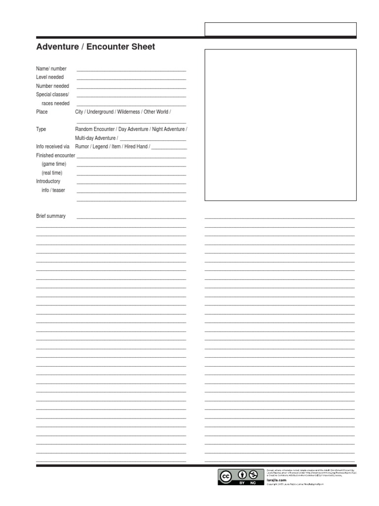 Adventure Encounter Planning Sheet | PDF