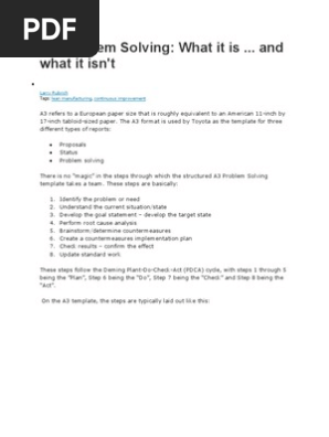 A3 Problem Solving