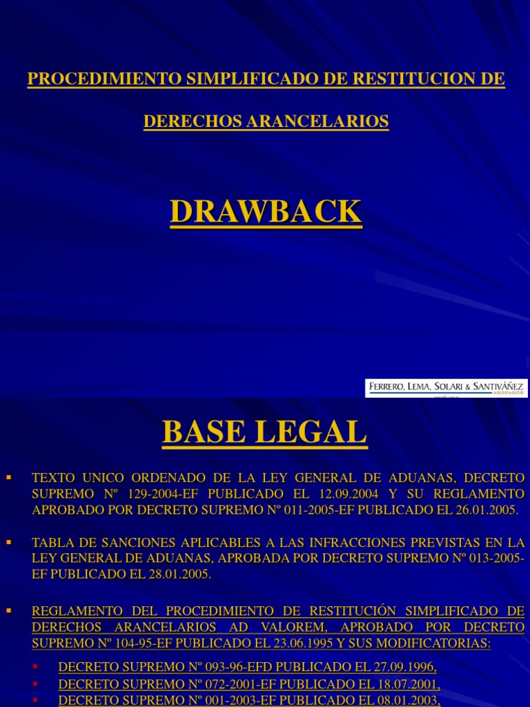 Procedimiento Drawback Aduanero | PDF | Finanzas y dinero