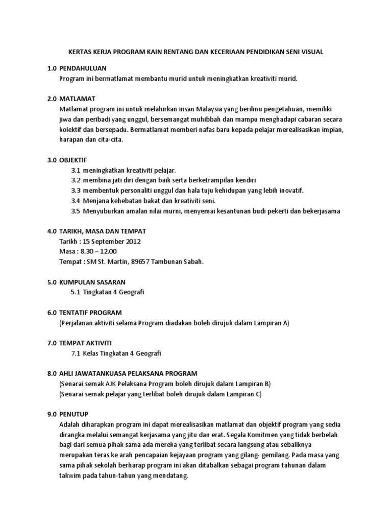 Kertas Kerja Program Kain Rentang | PDF