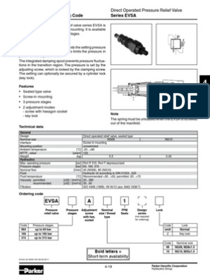 Parker EVSA, PDF, Pressure