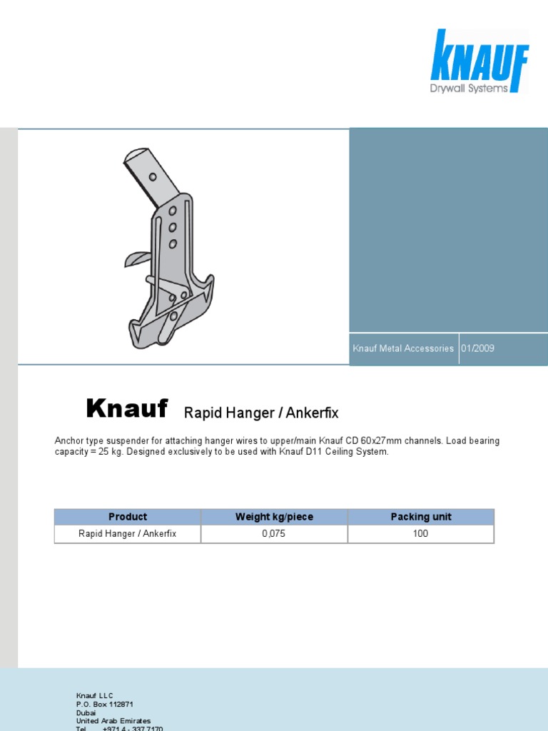 Knauf Rapid Hanger / Ankerfix PDF