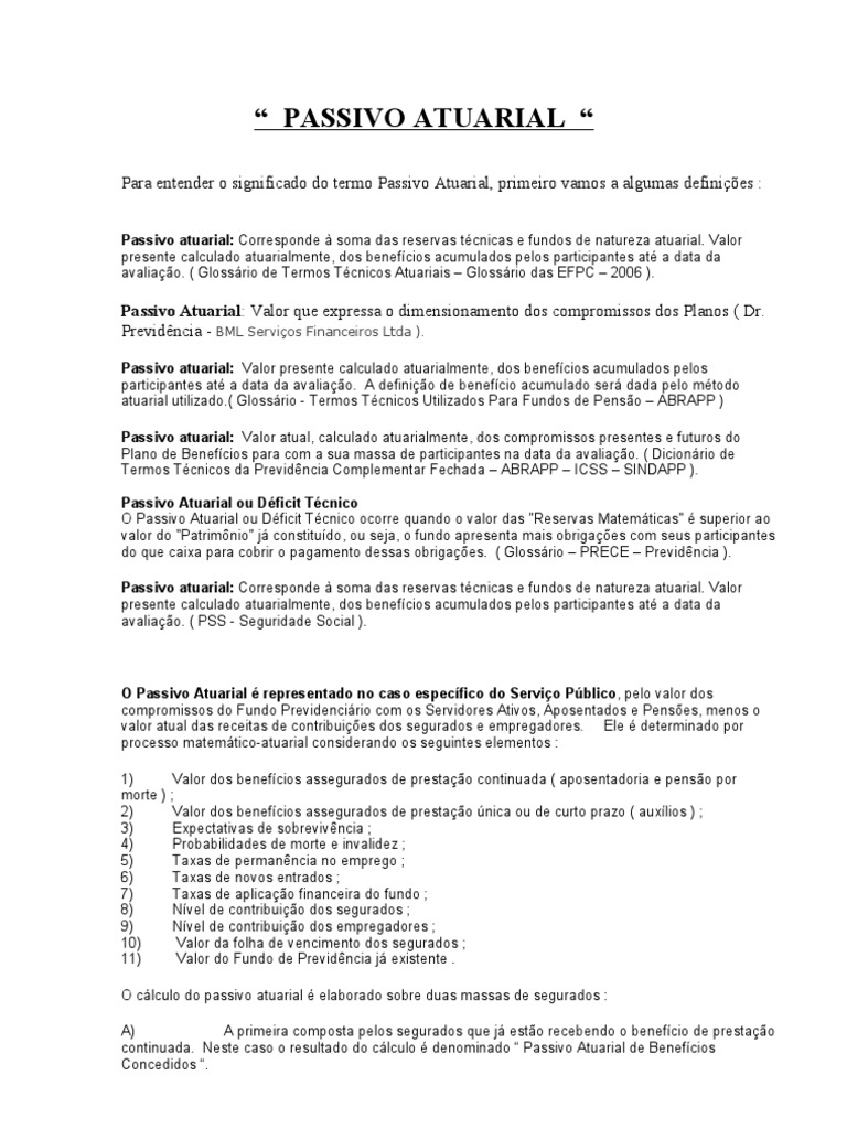 Passivo Atuarial