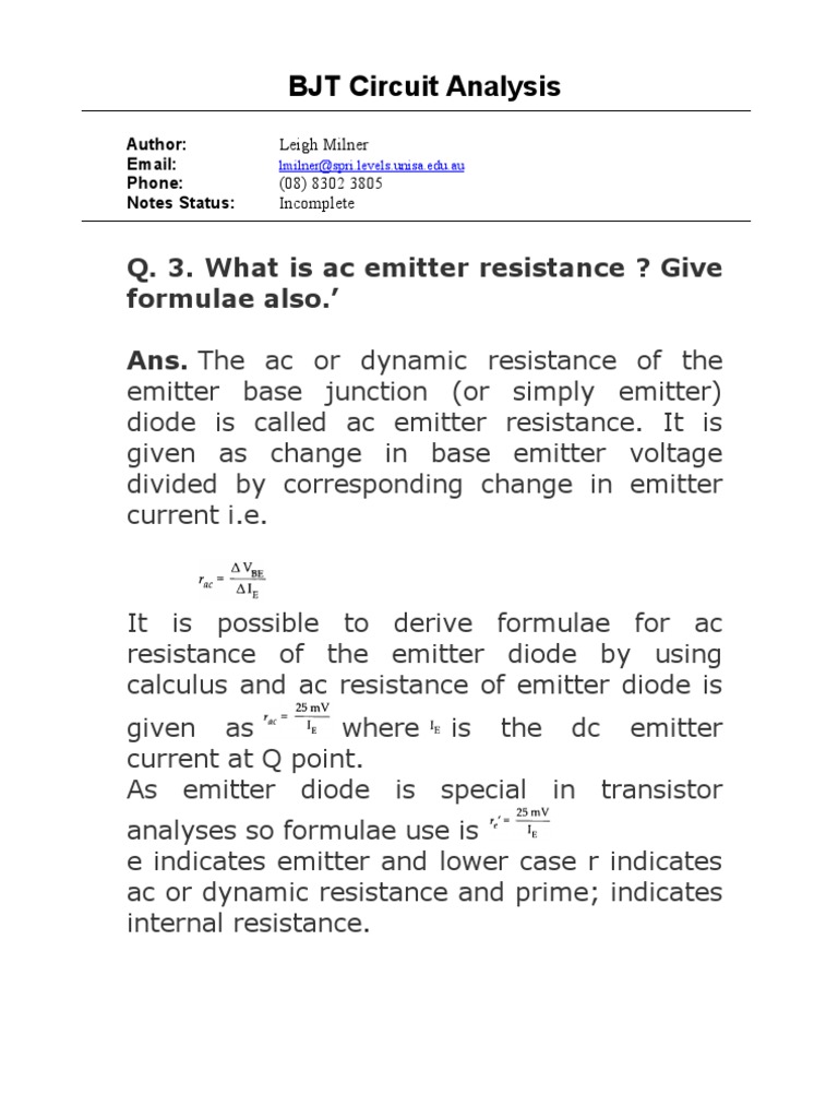 BJT | PDF | Bipolar Junction Transistor | Amplifier