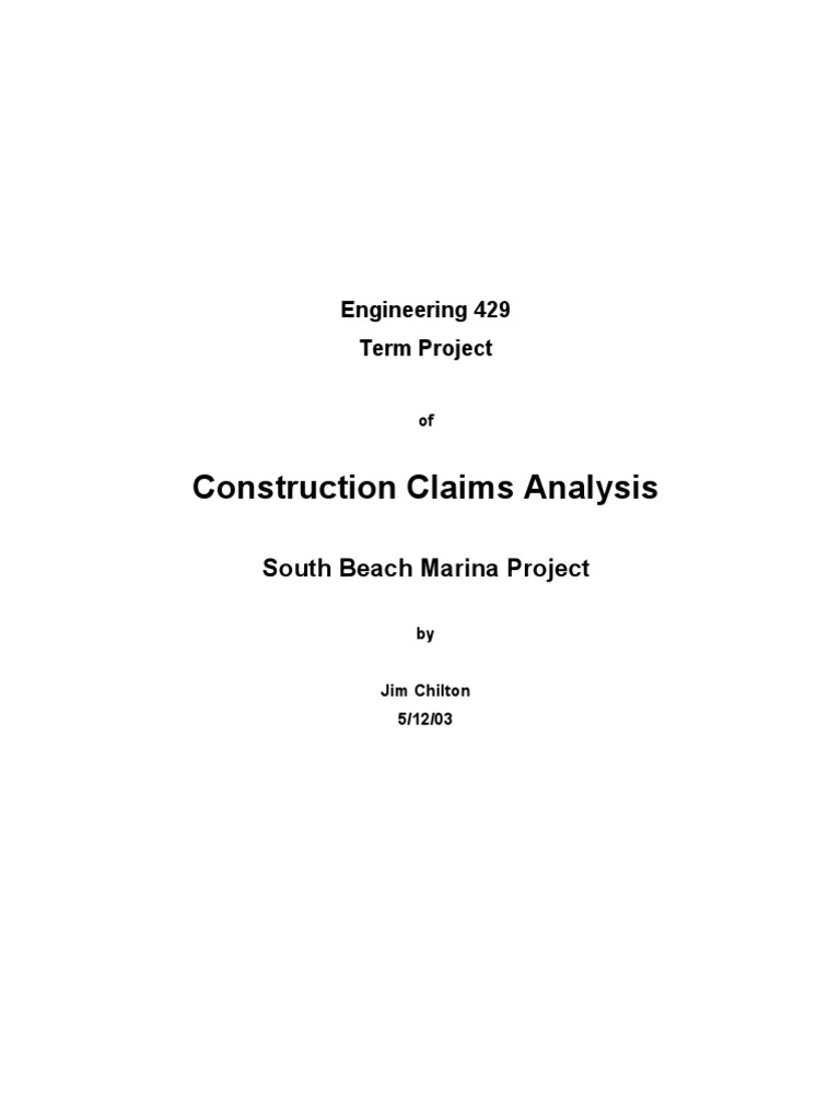 South Beach Marina Claims Analysis Report | PDF | Construction ...
