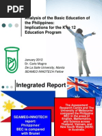 Download Analysis of the Basic Education of the Philippines Implications for the K to 12 Education Program by Carlo Magno SN123136286 doc pdf