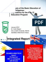 Analysis of The Basic Education of The Philippines: Implications For The K To 12 Education Program