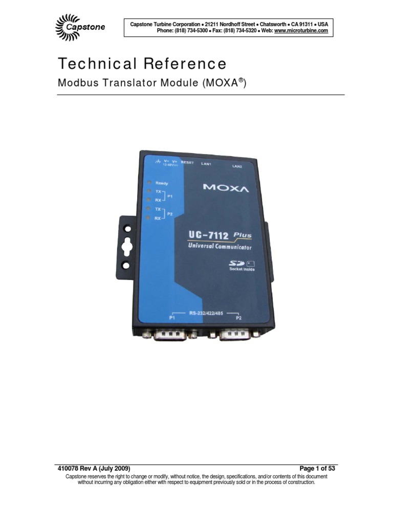 RevA Modbus Translator Tech Ref | PDF | Internet Protocol Suite | Ip ...