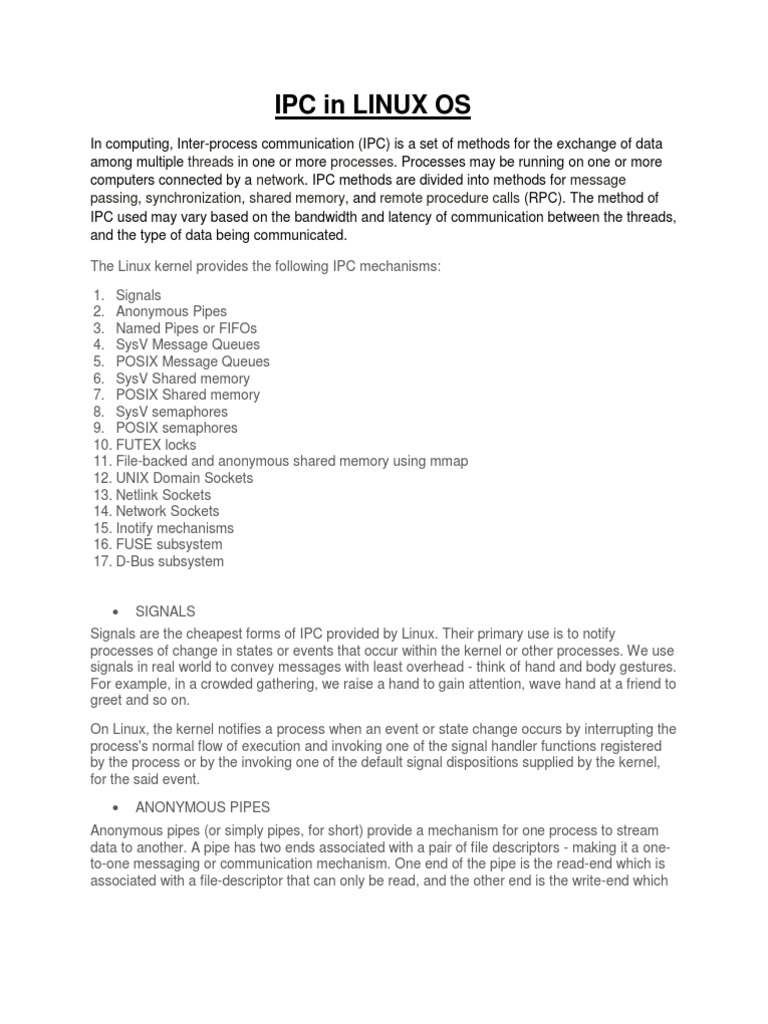 IPC in Linux | PDF | Message Passing | Thread (Computing)