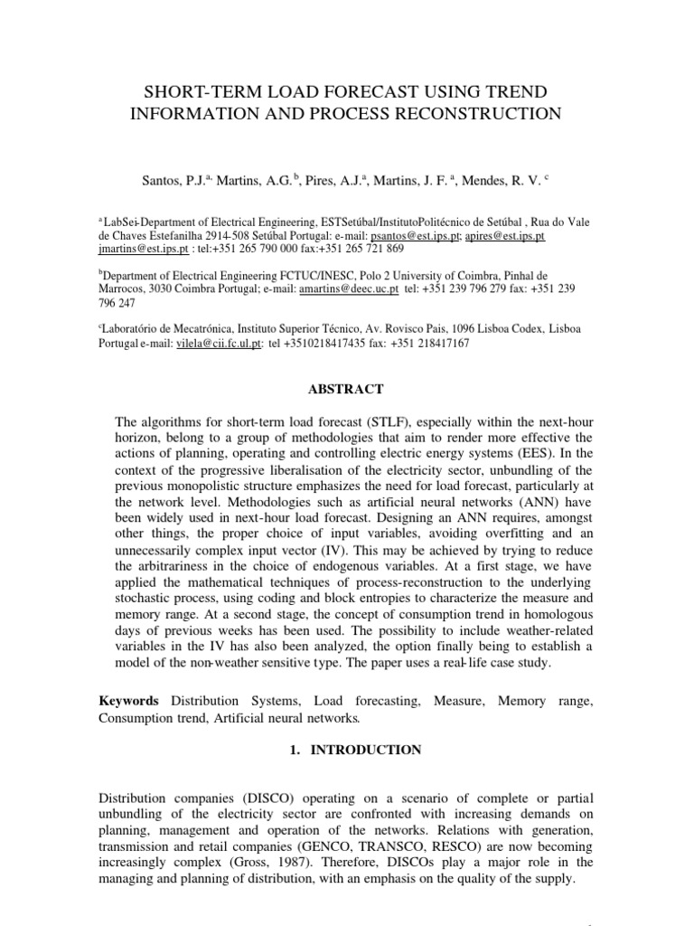 Short Term Load Forecasting Using Trend Information and Process ...