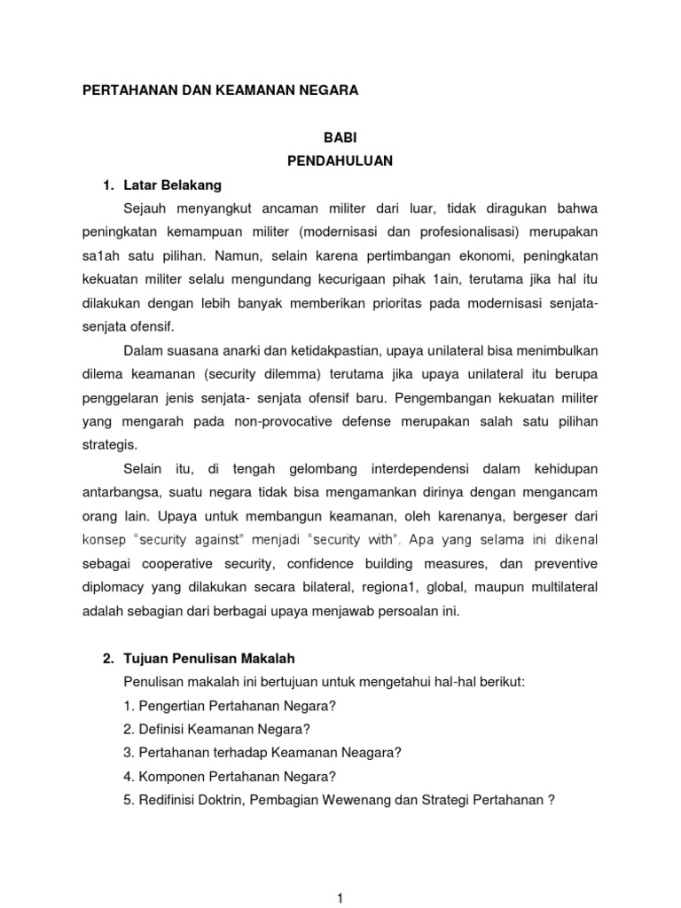 Pertahanan Dan Keamanan Negara