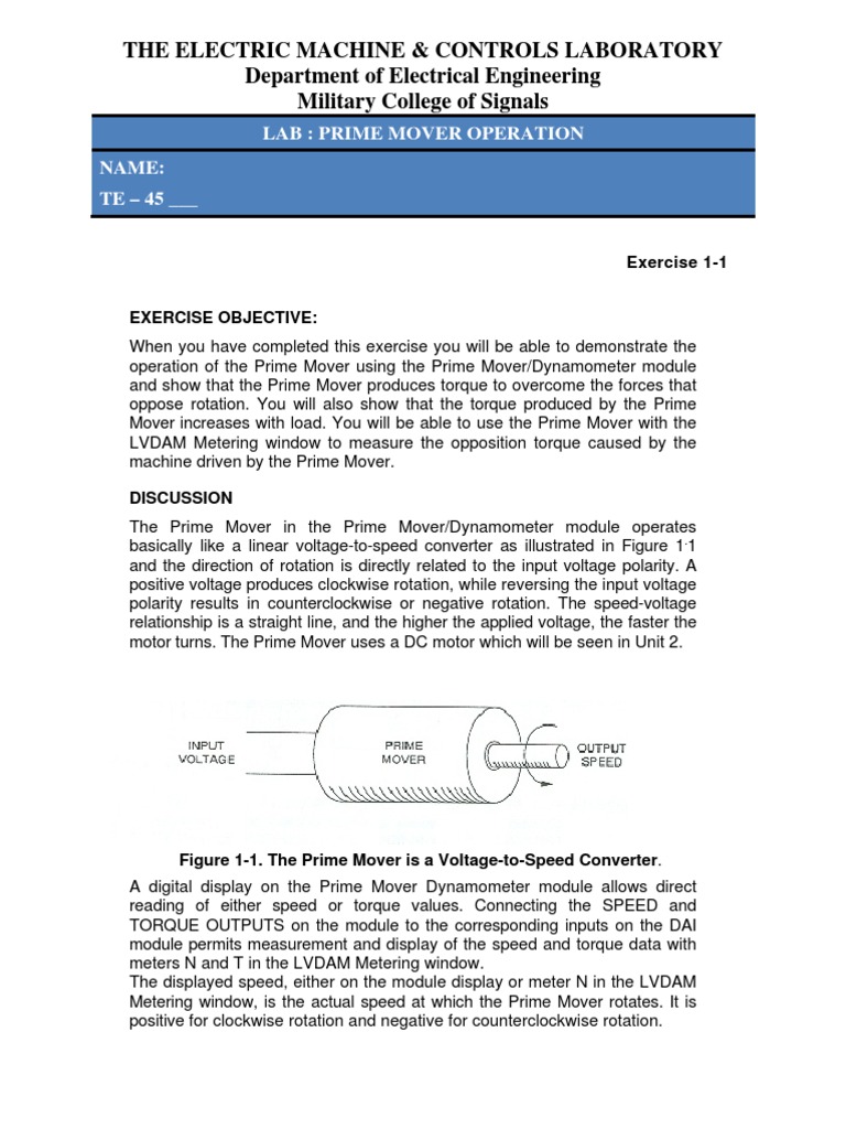 Prime Mover Pdf Torque Power Supply