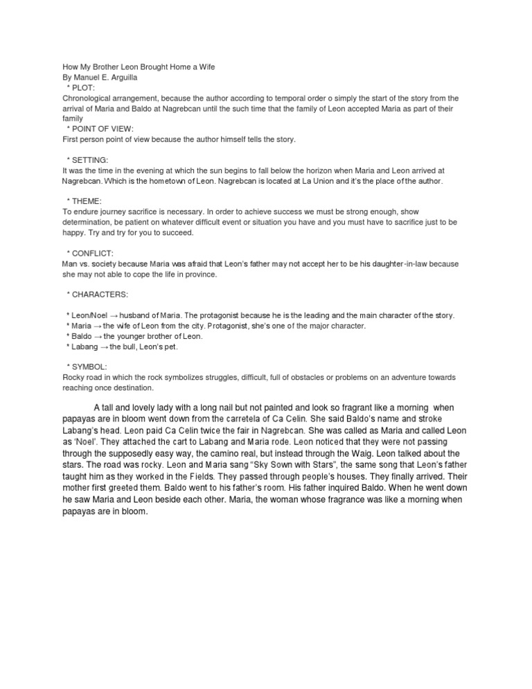 How my brother leon brought home a wife summary and analysis ppt image