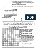 MR Pitts' Monthly Maths Challenge: February 2013