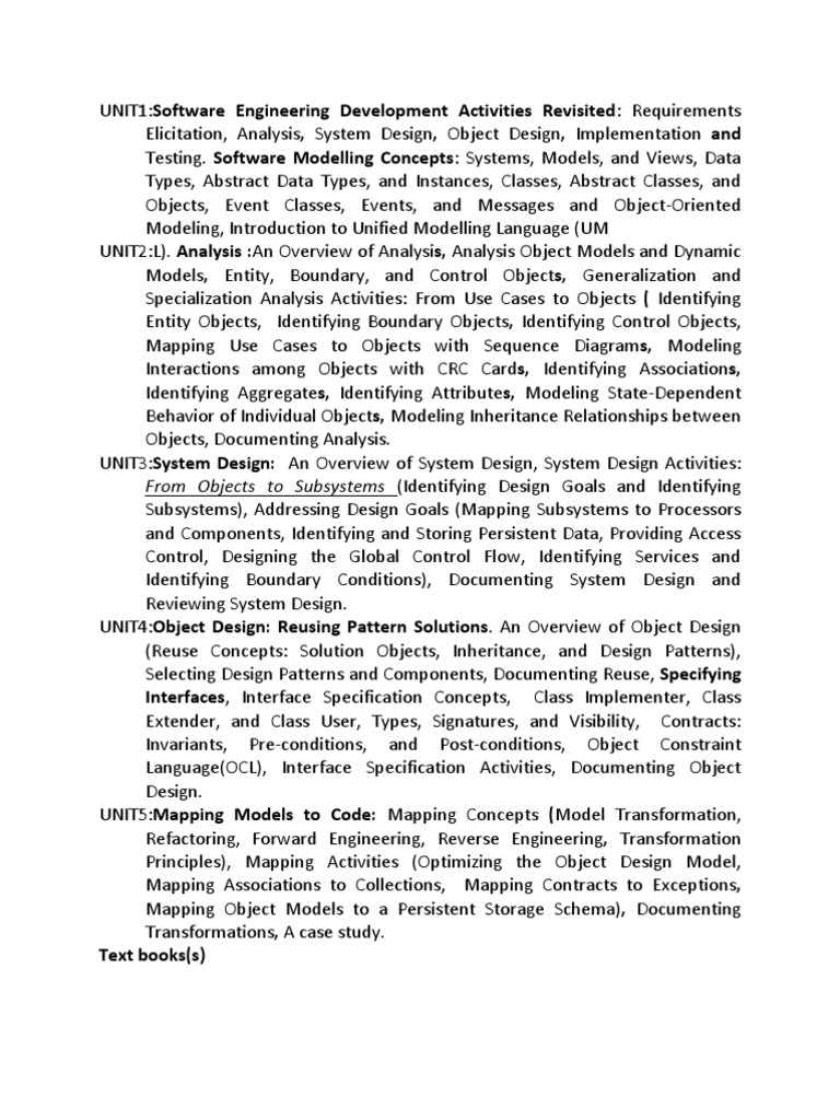 OOSE Syllabus | PDF | Object (Computer Science) | Class (Computer ...