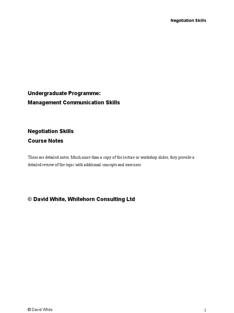 Negotiation Skills | PDF