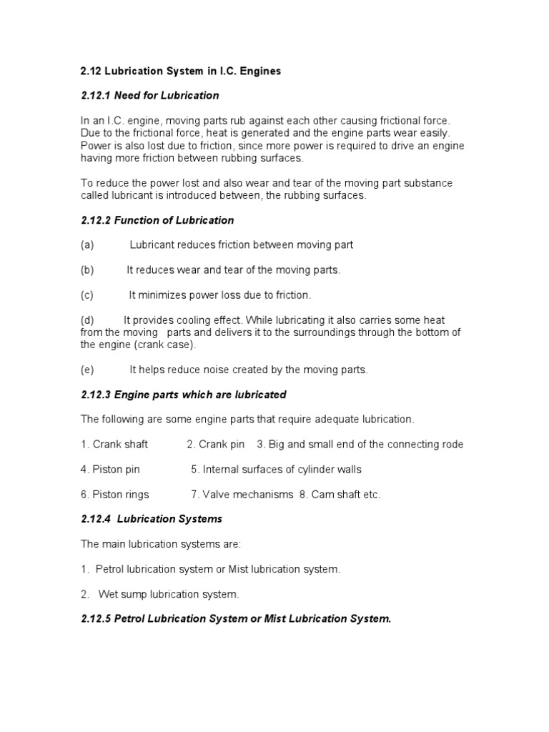 Lubrication System Pdf Internal Combustion Engine Lubrication