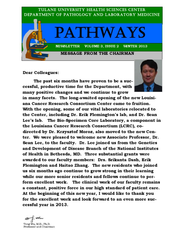 Pathways Newsletter, Winter 2013 | PDF | Pathology | Residency (Medicine)