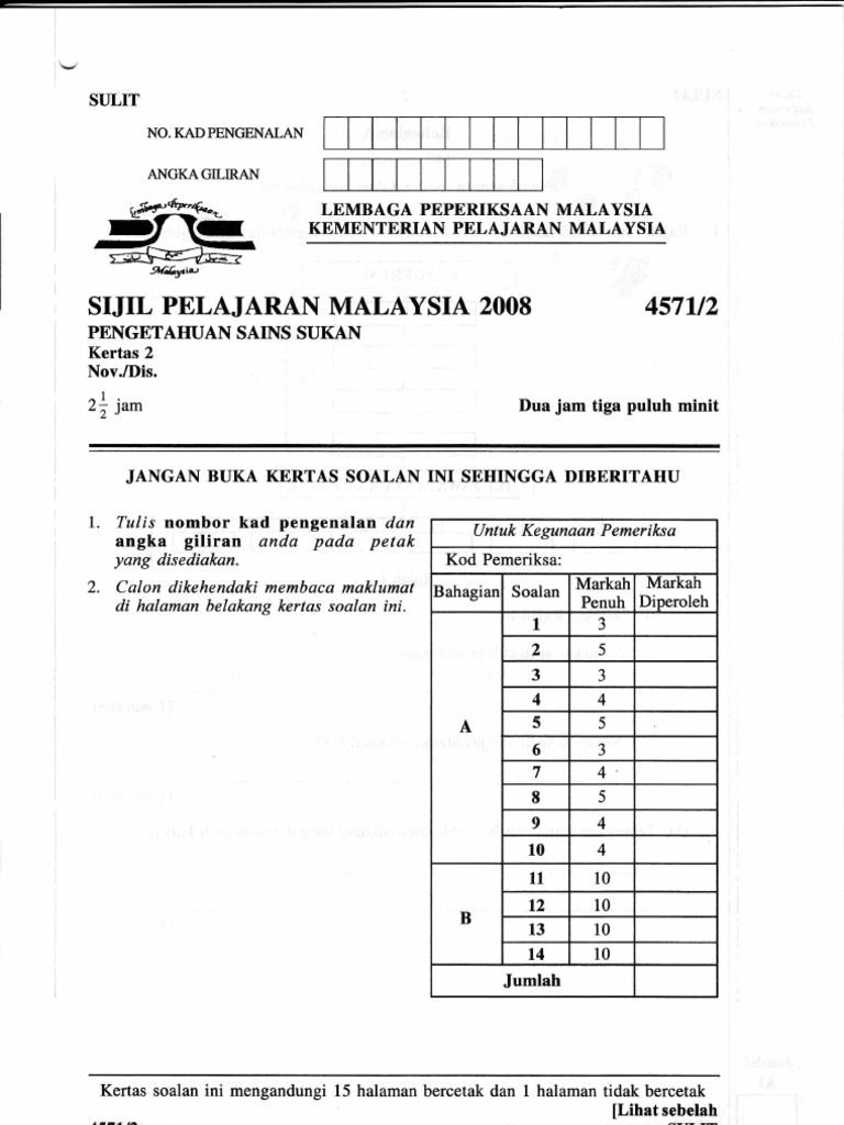 SPM 2008 Peng Sains Sukan k2 | PDF