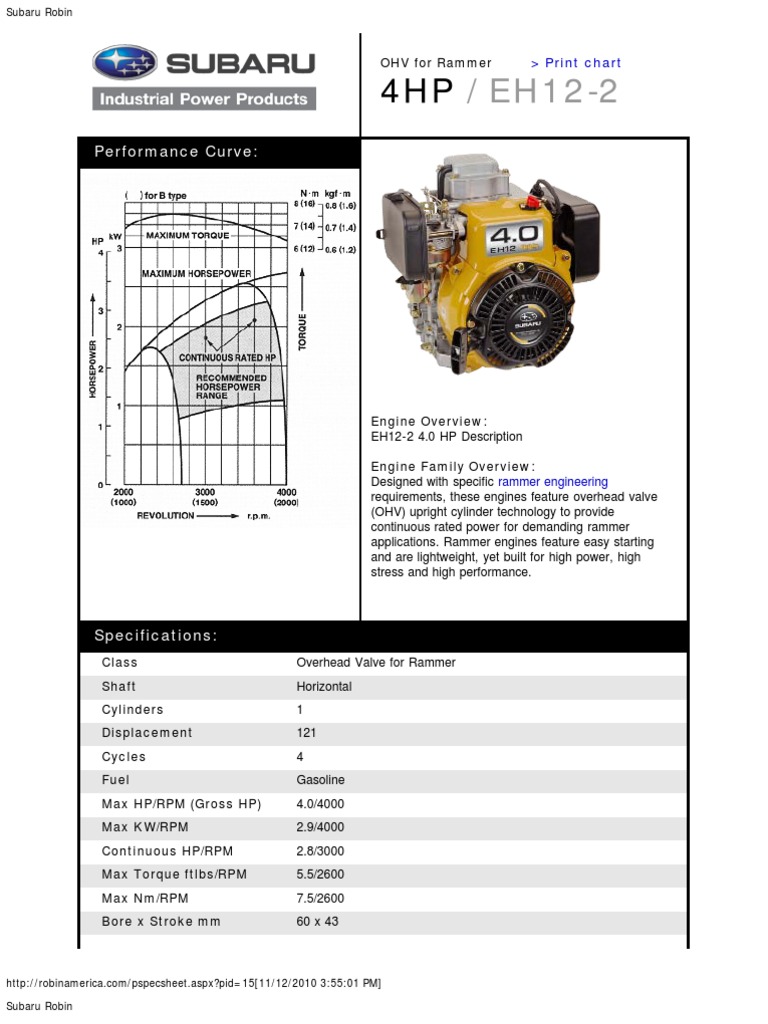 Subaru Robin EH12-2 Engine Overview | PDF