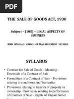 THE SALE OF GOODS ACT, 1930