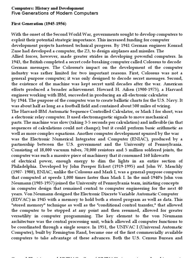 Evolution of Computer Generations | PDF | Integrated Circuit | Computer ...